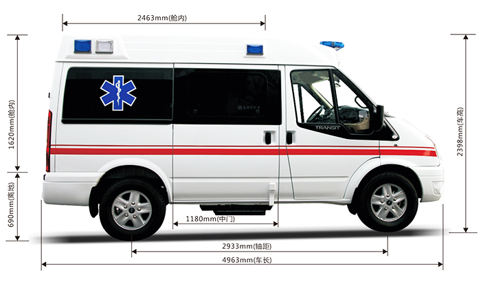 新世代短軸中頂救護(hù)車V348監(jiān)護(hù)型全尺寸圖